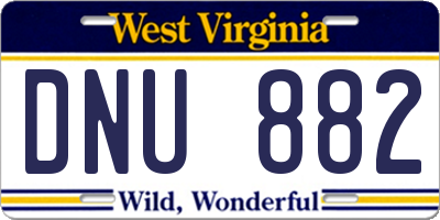 WV license plate DNU882