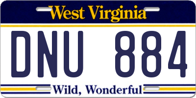 WV license plate DNU884