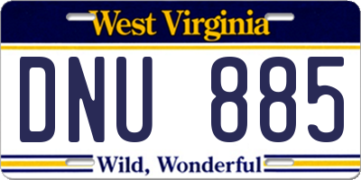 WV license plate DNU885