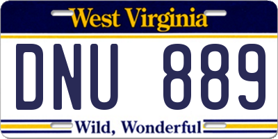 WV license plate DNU889