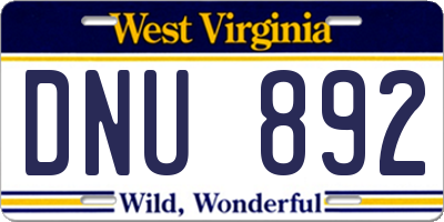 WV license plate DNU892