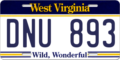 WV license plate DNU893