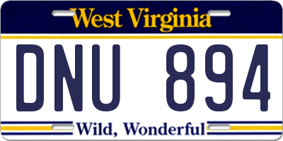 WV license plate DNU894
