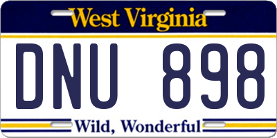 WV license plate DNU898