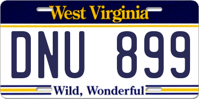 WV license plate DNU899