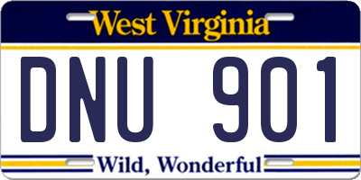 WV license plate DNU901