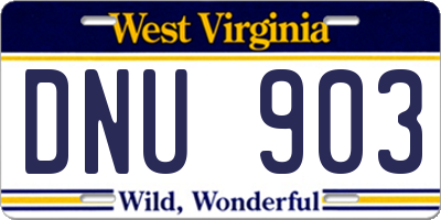 WV license plate DNU903