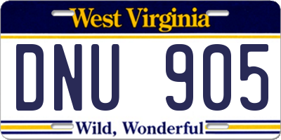 WV license plate DNU905