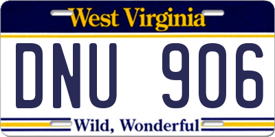 WV license plate DNU906