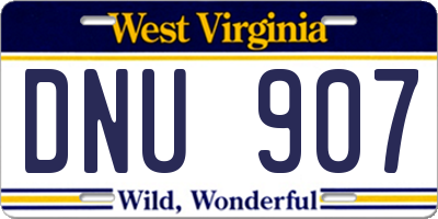 WV license plate DNU907