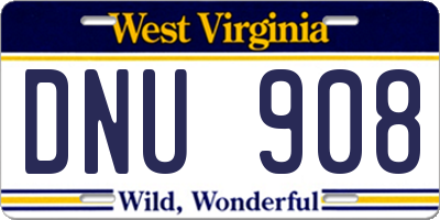 WV license plate DNU908