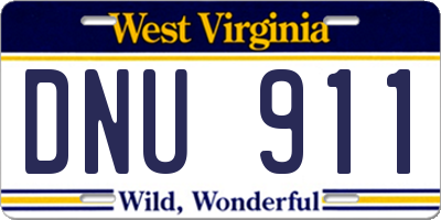 WV license plate DNU911