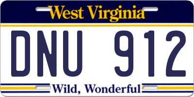 WV license plate DNU912