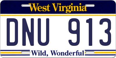 WV license plate DNU913