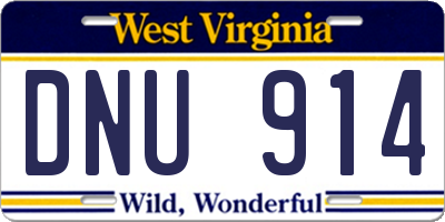 WV license plate DNU914