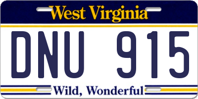 WV license plate DNU915