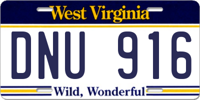 WV license plate DNU916