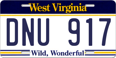 WV license plate DNU917