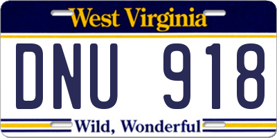 WV license plate DNU918