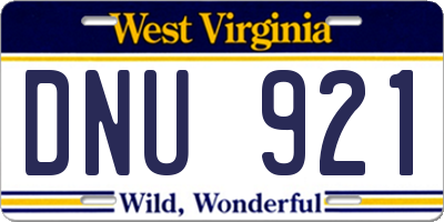 WV license plate DNU921
