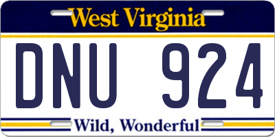 WV license plate DNU924