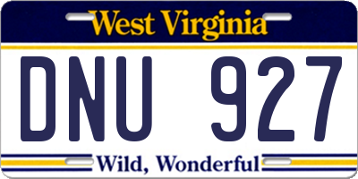 WV license plate DNU927