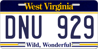 WV license plate DNU929