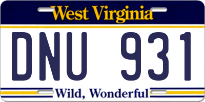 WV license plate DNU931