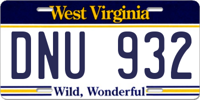 WV license plate DNU932