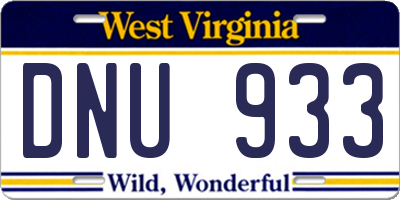 WV license plate DNU933