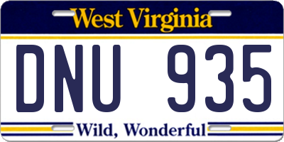 WV license plate DNU935