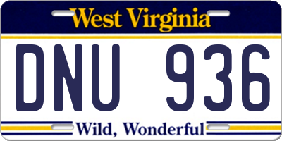 WV license plate DNU936