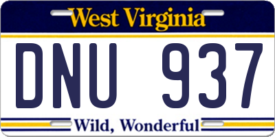 WV license plate DNU937
