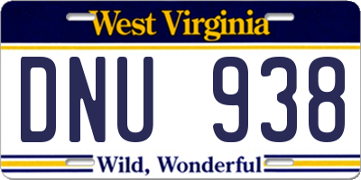 WV license plate DNU938