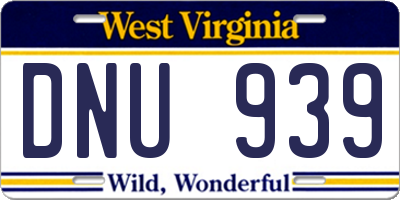 WV license plate DNU939