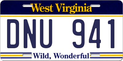 WV license plate DNU941