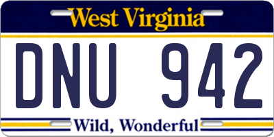 WV license plate DNU942