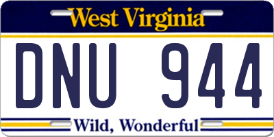 WV license plate DNU944