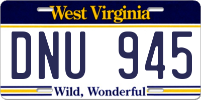 WV license plate DNU945