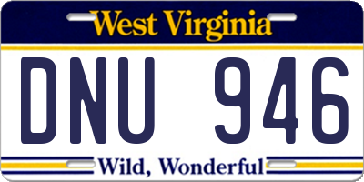 WV license plate DNU946
