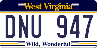 WV license plate DNU947