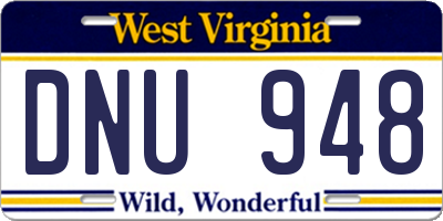 WV license plate DNU948