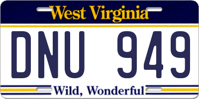 WV license plate DNU949