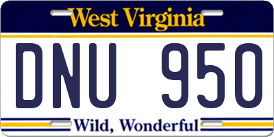 WV license plate DNU950