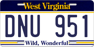 WV license plate DNU951