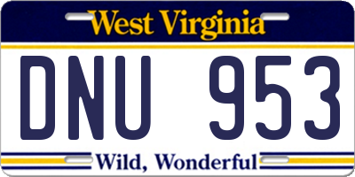 WV license plate DNU953