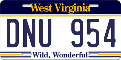 WV license plate DNU954