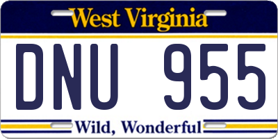 WV license plate DNU955