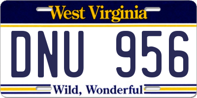WV license plate DNU956