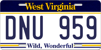 WV license plate DNU959